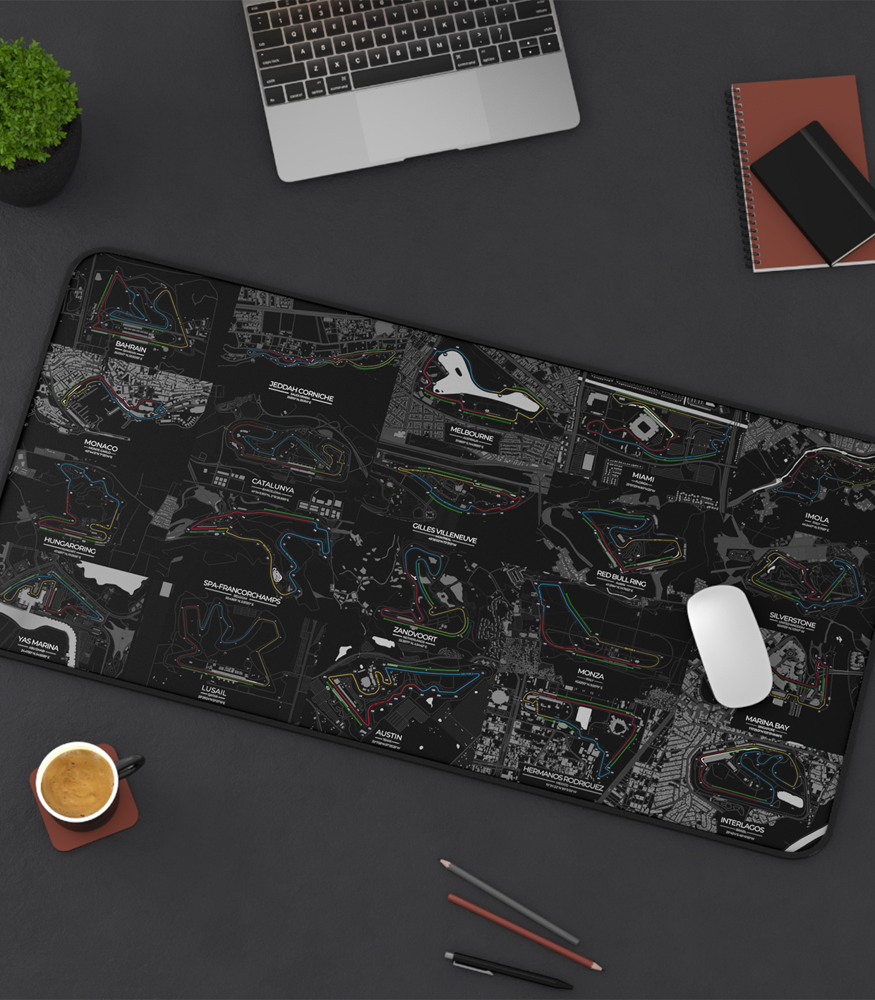 Black Track Sectors Desk Mat