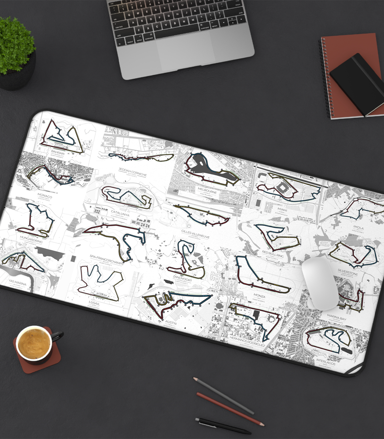 White Track Sectors Desk Mats