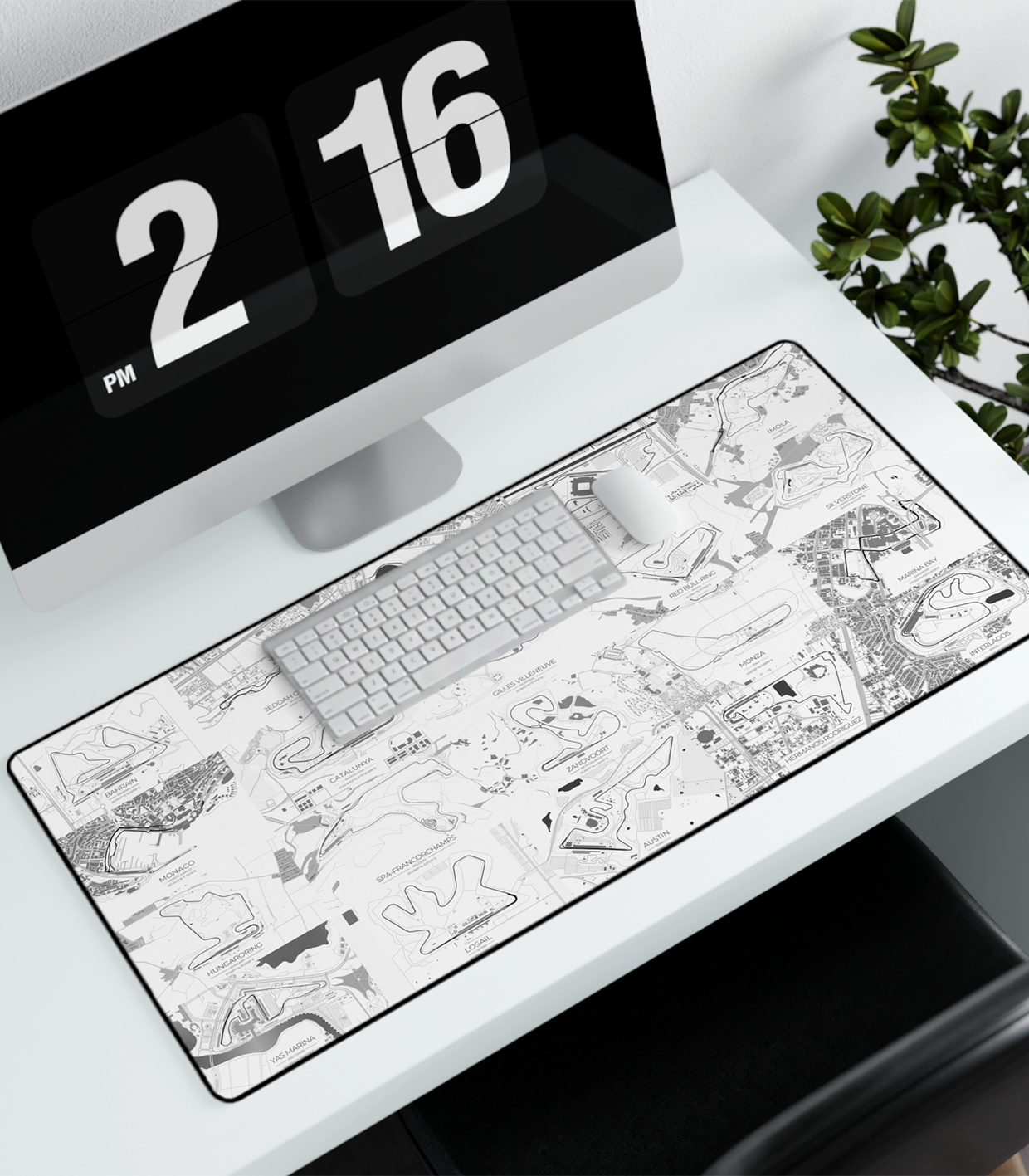 White Track Desk Mat