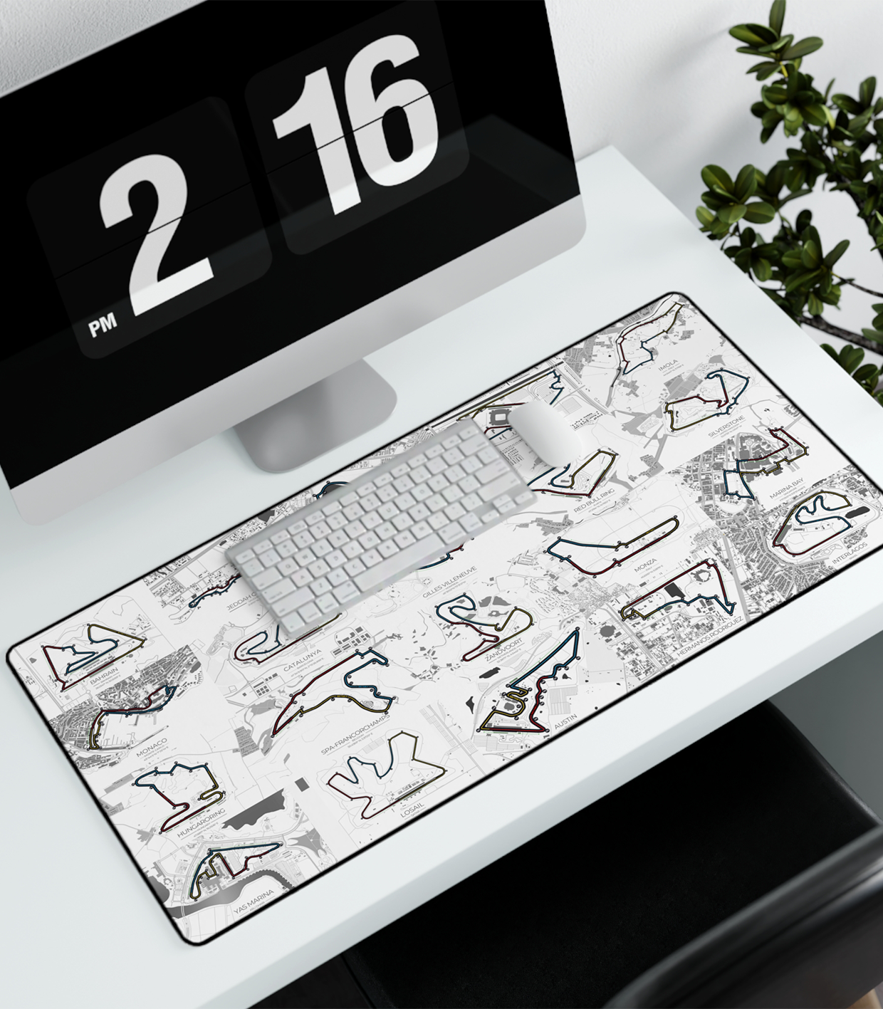 White Track Sectors Desk Mats