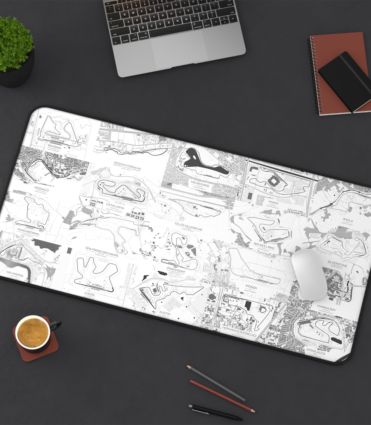 White Track Desk Mat